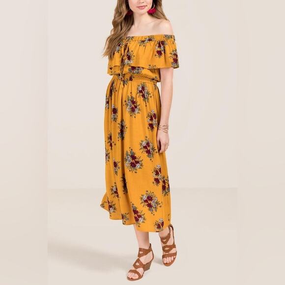 Sadie & Sage | Brinn Baja Floral Off The Shoulder Dress Size S Boho Festival - Picture 15 of 15